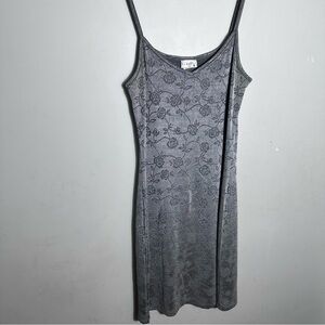 Vintage Finesse Gray Floral Midi Slip Dress